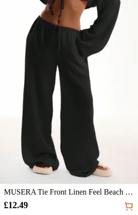 MUSERA Tie Front Linen Feel Beach...