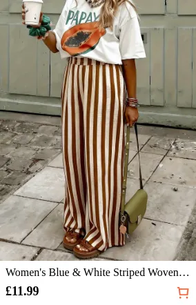 Women s Blue & White Striped Woven...