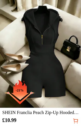 SHEIN Franclia Peach Zip-Up Hooded...
