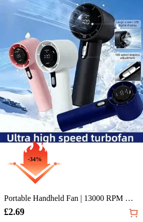 Portable Handheld Fan | 13000 RPM Ultra-High Speed Rapid Cooling, 100 Wind Speed Modes, 1800mAh USB Rechargeable Battery Long Lasting - Suitable For Outdoor/Office/Home, Summer Essential & Holiday Gift, Camping/Office Instant Cooling | Heat Wave Terminator, Rechargeable Battery Powered, High Air Volume To Relieve Heat, Extra-Long Runtime, Suitable For Home/Study/Office/Housework/Outdoor