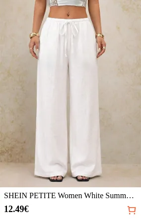 SHEIN PETITE Women White Summer...
