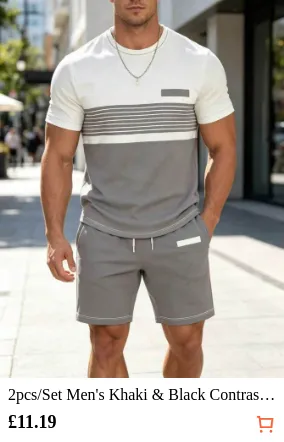 2pcs/Set Men s Khaki & Black...