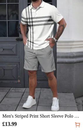 Men s Striped Print Short Sleeve...