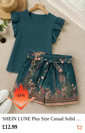 SHEIN LUNE Plus Size Casual Solid...