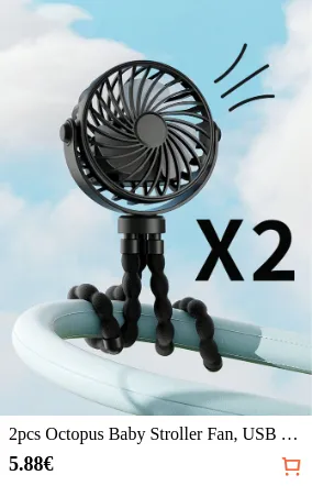 2pcs Octopus Baby Stroller Fan USB...