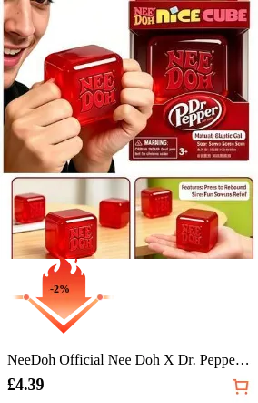 NeeDoh Official Nee Doh X Dr. Pepper Collab Nice Cube Stress Relief Block, 1pc Limited Edition Slow Rebound Squeeze Cube, Dr. Pepper Themed Fidget Toy, Relieve Anxiety, Suitable For Sensory Play, Great For Nee Doh Fans, Soda Collectors And Fidget Toy Enthusiasts