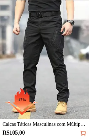 Calças Táticas Masculinas com Múltiplos Bolso Impermeável Casual Resistente ao Desgaste Bolso Múltiplo Festas Final de Ano