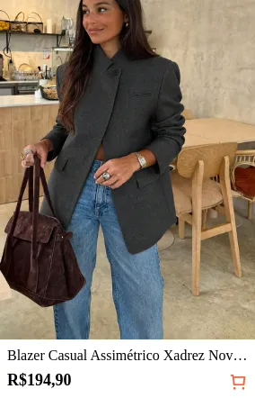 Blazer Casual Assimétrico Xadrez Novo de Primavera/Verão para Mulheres, Design Vintage Elegante
