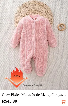 Cozy Pixies Macacão de Manga Longa e Gola Redonda Reversível para Bebê Menina, Roupas de Inverno Grossas e Quentes