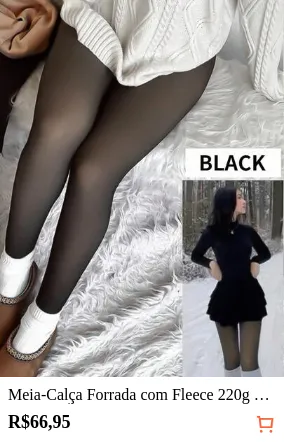 Meia-Calça Forrada com Fleece 220g – Costura Única, Translucidez Falsa, Térmica. Para Esportes de Inverno, Yoga, Atividades ao Ar Livre & Viagens.