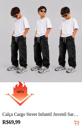 Calça Cargo Street Infantil Juvenil Sarja Unissex Opl Kids