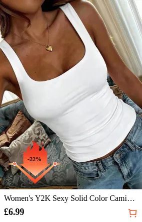 Women's Y2K Sexy Solid Color Camisole, Versatile For Commuting In Summer Casual White