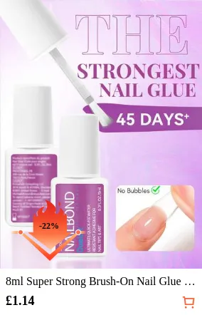 8ml Super Strong Brush-On Nail Glue Suitable For Acrylic Nails, Nail Stickers And Press-On Nails, Can Repair Broken Nails. Nail Glue, Nail Adhesive, Nail Gel