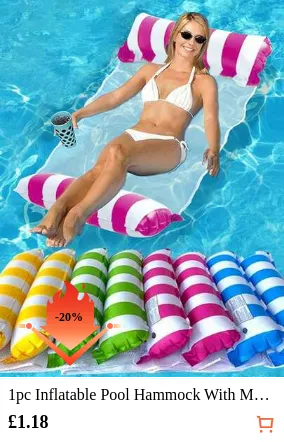 1pc Inflatable Pool Hammock With Mesh - Striped Adult Lounger, Suitable For Vacation, Party And Relaxation, Available In Pink, Yellow, White, Green, Blue And Other Colors, Outdoor Hammock, Essential For Beach And Pool, Great For Photography