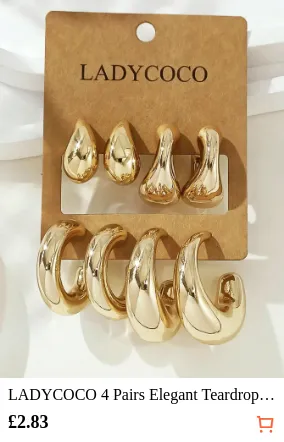 LADYCOCO 4 Pairs Elegant Teardrop...