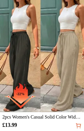 2pcs Women s Casual Solid Color...