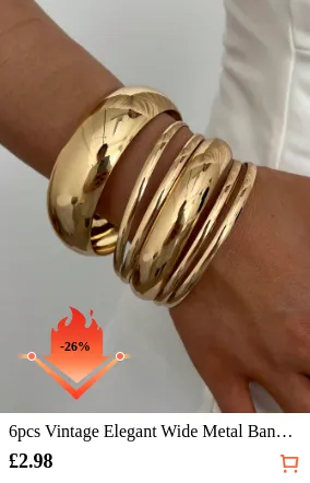 6pcs Vintage Elegant Wide Metal...