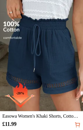 Easowa Women s Khaki Shorts Cotton...