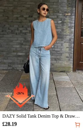 DAZY Solid Tank Denim Top &...