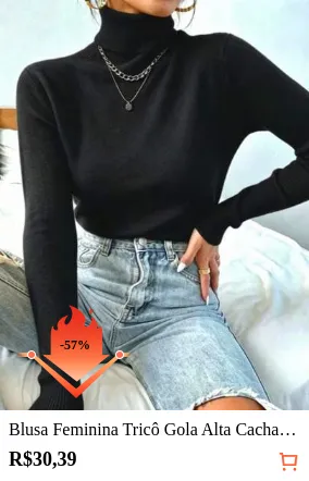 Blusa Feminina Tricô Gola Alta Cacharrel Lã Básica Moda Suoer Eenvio !!!
