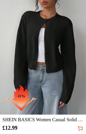 SHEIN BASICS Women Casual Solid...