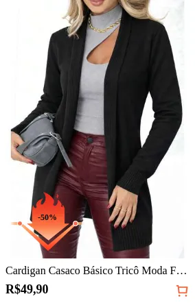 Cardigan Casaco Básico Tricô Moda Feminina Cardigã Kimono Manga Longa Inverno