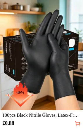 100pcs Black Nitrile Gloves Latex...