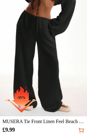 MUSERA Tie Front Linen Feel Beach...
