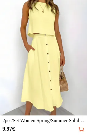 2pcs/Set Women Spring/Summer Solid...