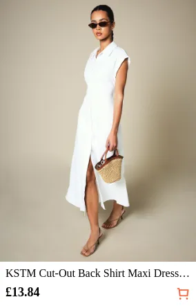 KSTM Cut-Out Back Shirt Maxi Dress...