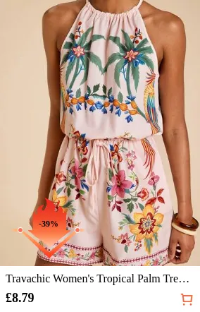 Travachic Women's Tropical Palm Tree Print Romper