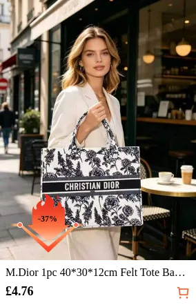 M.Dior 1pc 40*30*12cm Felt Tote Bag 2026 New Style Handbag For Women, Premium Large Capacity Printed Commuter Shopping Bag, Suitable As Gift For Mother, Girlfriend, Daughter And Other Female Friends On Birthday, Thanksgiving, Anniversary, Christmas, New Year, Valentine's Day, Mother's Day, Graduation Or Other Special Occasions