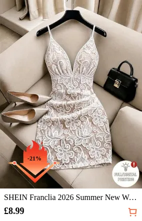 SHEIN Franclia 2026 Summer New Women's Sleeveless Spaghetti Strap Lace 3D Print Dress, Elegant Elegant Sexy Party Beach Gathering Dress, White Lace Bodycon Mini Dress