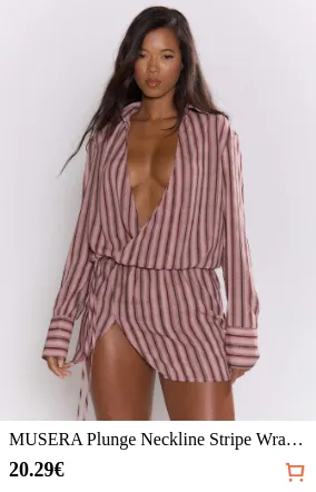 MUSERA Plunge Neckline Stripe Wrap...
