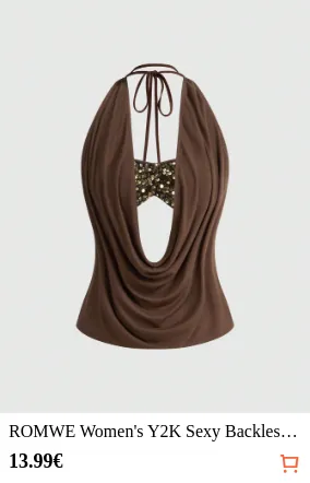 ROMWE Women s Y2K Sexy Backless...