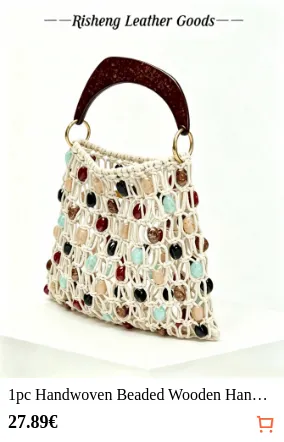 1pc Handwoven Beaded Wooden Handle...