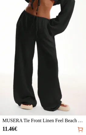 MUSERA Tie Front Linen Feel Beach...