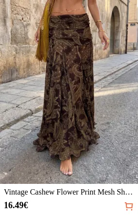 Vintage Cashew Flower Print Mesh...