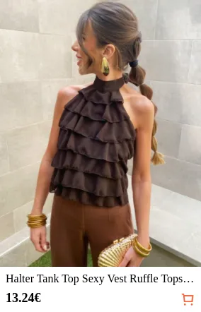 Halter Tank Top Sexy Vest Ruffle...