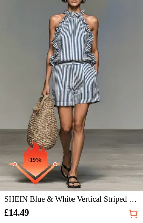SHEIN Blue & White Vertical...