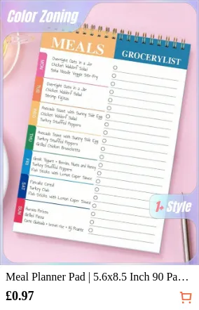 Meal Planner Pad | 5.6x8.5 Inch 90...