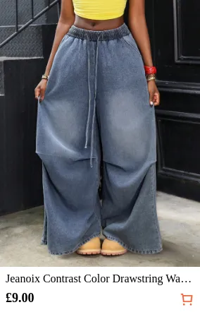 Jeanoix Contrast Color Drawstring...