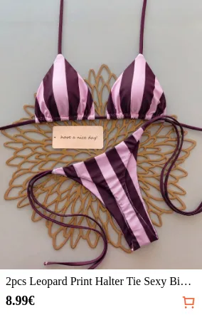 2pcs Leopard Print Halter Tie Sexy...