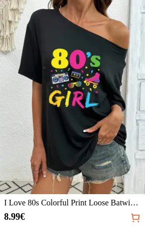I Love 80s Colorful Print Loose...