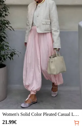 Women s Solid Color Pleated Casual...