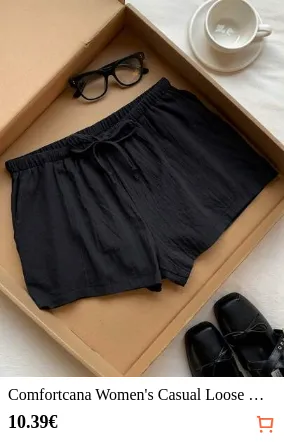 Comfortcana Women's Casual Loose Drawstring Solid Color Shorts, Versatile Daily Wear Black Linen For Women Micro Short Comfy Summer Soft
