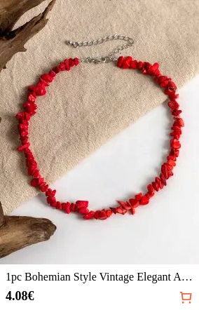 1pc Bohemian Style Vintage Elegant Asymmetrical Red Bead Necklace, Suitable For Women's Daily Wear Or Party