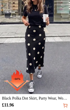 Black Polka Dot Skirt Party Wear...