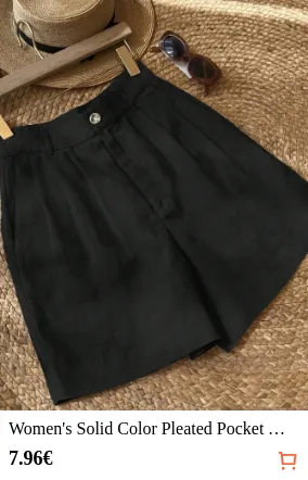 Women s Solid Color Pleated Pocket...