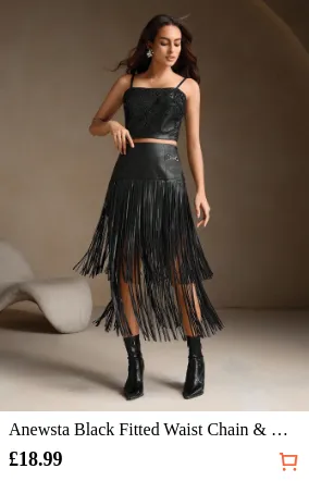 Anewsta Black Fitted Waist Chain &...